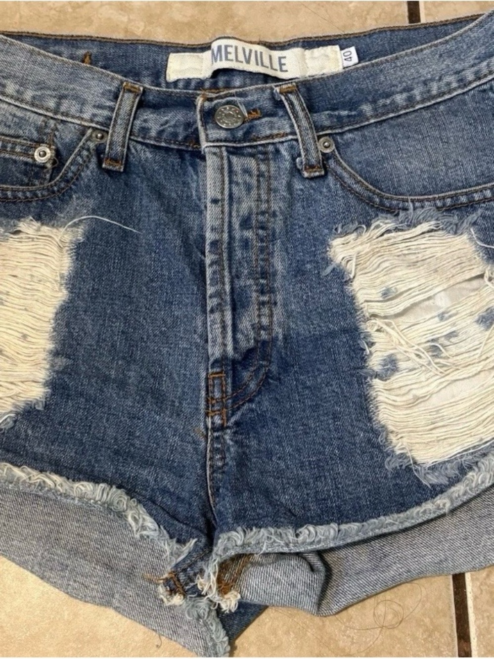 Brandy Melville Distressed Denim Cut Off Jean High Rise Shorts Size 40